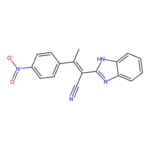 (2E)-2-(1H-benzimidazol-2-yl)-3-(4-nitrophenyl)but-2-enenitrile structure