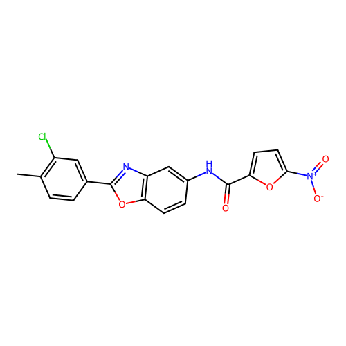 N-[2-(3-chloro-4-methylphenyl)-1,3-benzoxazol-5-yl]-5-nitrofuran-2-carboxamide structure