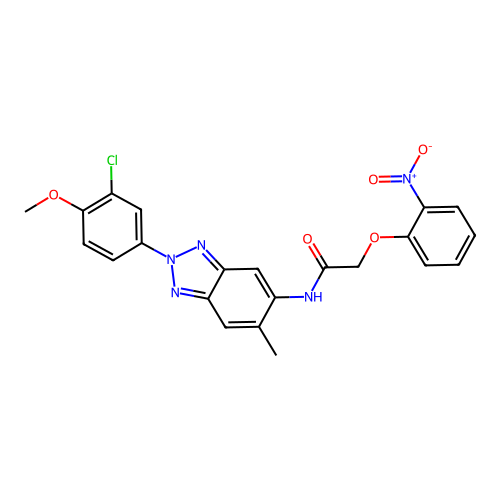 N-[2-(3-chloro-4-methoxy-phenyl)-6-methyl-benzotriazol-5-yl]-2-(2-nitrophenoxy)acetamide structure