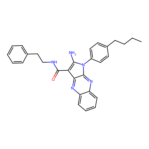 2-amino-1-(4-butylphenyl)-N-(2-phenylethyl)-1H-pyrrolo[2,3-b]quinoxaline-3-carboxamide structure