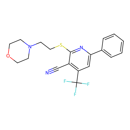 2-(2-Morpholin-4-yl-ethylsulfanyl)-6-phenyl-4-trifluoromethyl-nicotinonitrile structure