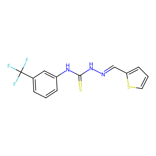 (2E)-2-(thiophen-2-ylmethylidene)-N-[3-(trifluoromethyl)phenyl]hydrazinecarbothioamide structure