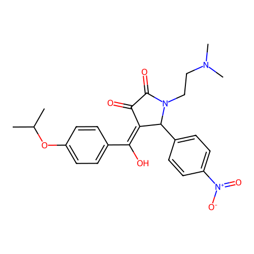(4E)-1-(2-dimethylaminoethyl)-4-[hydroxy-(4-propan-2-yloxyphenyl)methylidene]-5-(4-nitrophenyl)pyrrolidine-2,3-dione structure