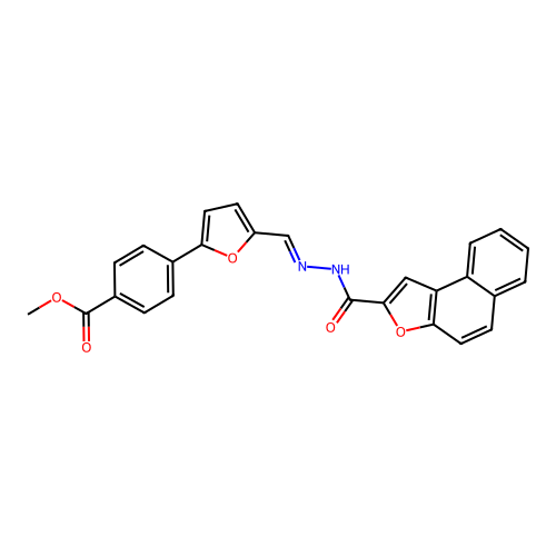 (E)-methyl 4-(5-((2-(naphtho[2,1-b]furan-2-carbonyl)hydrazono)methyl)furan-2-yl)benzoate structure
