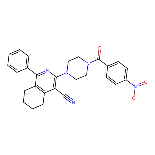 3-[4-(4-nitrobenzoyl)piperazin-1-yl]-1-phenyl-5,6,7,8-tetrahydroisoquinoline-4-carbonitrile structure