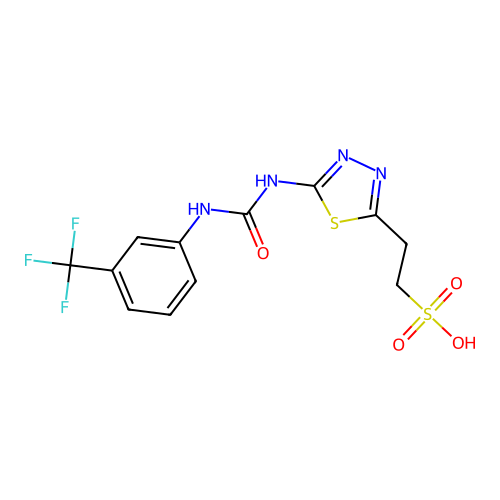 2-[5-[[3-(trifluoromethyl)phenyl]carbamoylamino]-1,3,4-thiadiazol-2-yl]ethanesulfonic Acid structure