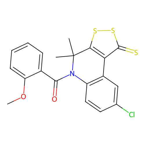 (8-chloro-4,4-dimethyl-1-sulfanylidenedithiolo[3,4-c]quinolin-5-yl)-(2-methoxyphenyl)methanone structure
