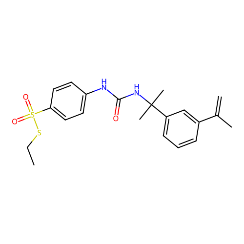 1-(4-ethylsulfanylsulfonylphenyl)-3-[2-(3-prop-1-en-2-ylphenyl)propan-2-yl]urea structure