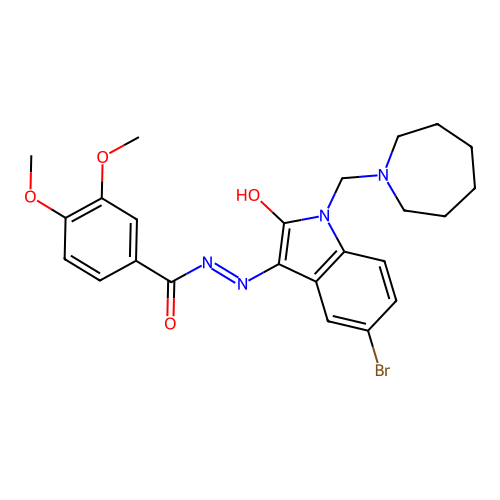 (E)-N'-(1-(azepan-1-ylmethyl)-5-bromo-2-oxoindolin-3-ylidene)-3,4-dimethoxybenzohydrazide structure