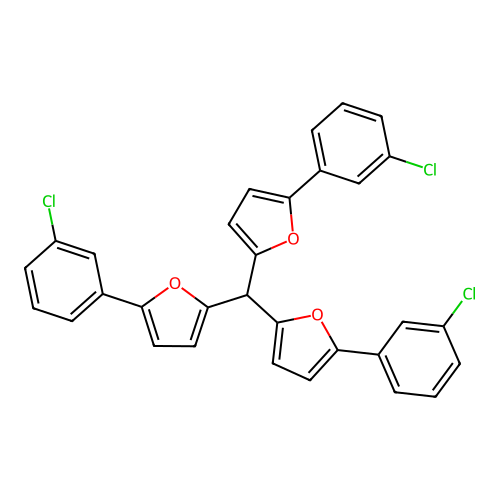 Tris(5-(3-chlorophenyl)furan-2-yl)methane structure