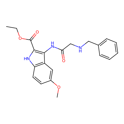 Ethyl 3-[2-(benzylamino)acetamido]-5-methoxy-1H-indole-2-carboxylate structure
