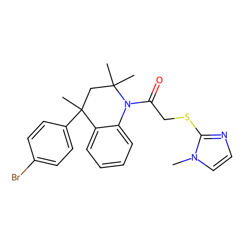 1-(4-(4-bromophenyl)-2,2,4-trimethyl-3,4-dihydroquinolin-1(2H)-yl)-2-((1-methyl-1H-imidazol-2-yl)thio)ethanone structure