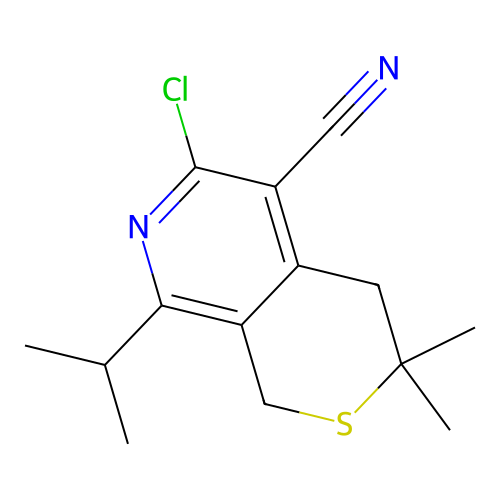 6-Chloro-8-isopropyl-3,3-dimethyl-3,4-dihydro-1H-thiopyrano[3,4-c]pyridine-5-carbonitrile structure