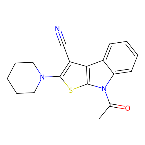 4-Acetyl-2-piperidin-1-ylthieno[2,3-b]indole-1-carbonitrile structure