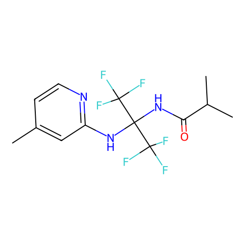 N-(1,1,1,3,3,3-hexafluoro-2-((4-methylpyridin-2-yl)amino)propan-2-yl)isobutyramide structure