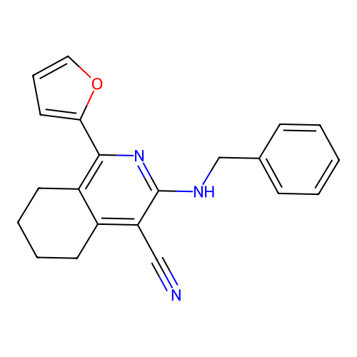 3-(Benzylamino)-1-(furan-2-yl)-5,6,7,8-tetrahydroisoquinoline-4-carbonitrile structure