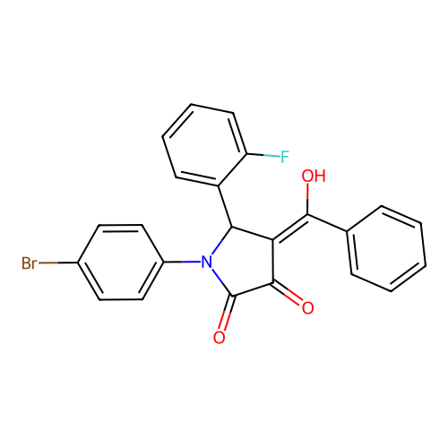 (4E)-1-(4-bromophenyl)-5-(2-fluorophenyl)-4-[hydroxy(phenyl)methylidene]pyrrolidine-2,3-dione structure