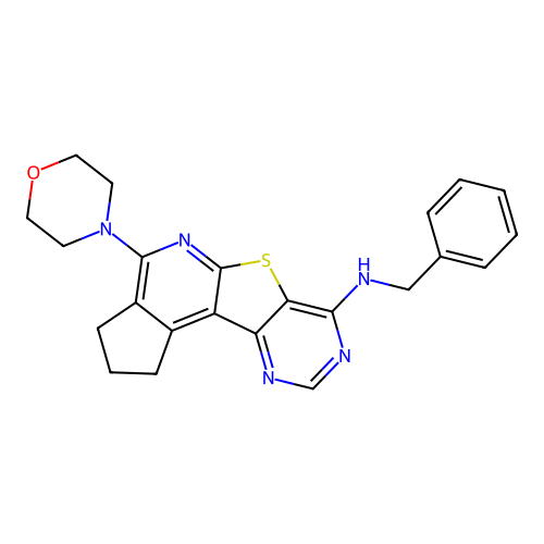 N-benzyl-4-(morpholin-4-yl)-2,3-dihydro-1H-cyclopenta[4',5']pyrido[3',2':4,5]thieno[3,2-d]pyrimidin-7-amine structure
