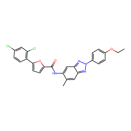 5-(2,4-dichlorophenyl)-N-[2-(4-ethoxyphenyl)-6-methylbenzotriazol-5-yl]furan-2-carboxamide structure