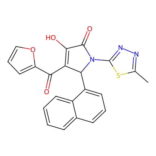 (4E)-4-[furan-2-yl(hydroxy)methylidene]-1-(5-methyl-1,3,4-thiadiazol-2-yl)-5-(naphthalen-1-yl)pyrrolidine-2,3-dione structure