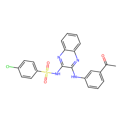 N-(3-((3-acetylphenyl)amino)quinoxalin-2-yl)-4-chlorobenzenesulfonamide structure