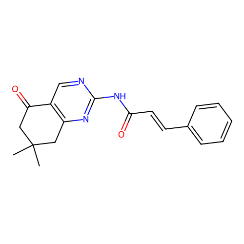 N-(7,7-dimethyl-5-oxo-5,6,7,8-tetrahydroquinazolin-2-yl)cinnamamide structure