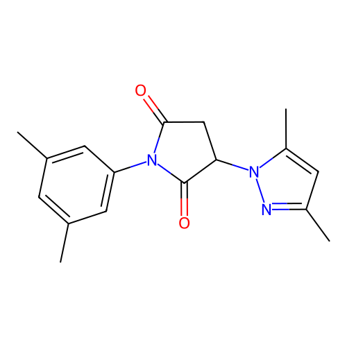 1-(3,5-dimethylphenyl)-3-(3,5-dimethyl-1H-pyrazol-1-yl)pyrrolidine-2,5-dione structure