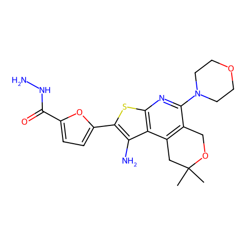 5-(1-AMINO-8,8-DIMETHYL-5-MORPHOLINO-8,9-DIHYDRO-6H-PYRANO[4,3-D]THIENO[2,3-B]PYRIDIN-2-YL)-2-FUROHYDRAZIDE structure