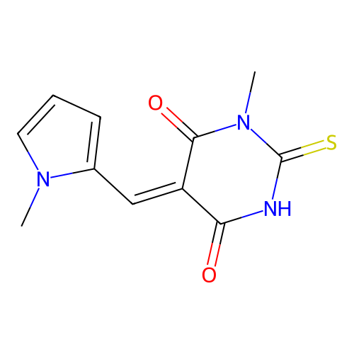 (5Z)-1-methyl-5-[(1-methyl-1H-pyrrol-2-yl)methylidene]-2-sulfanylpyrimidine-4,6(1H,5H)-dione structure