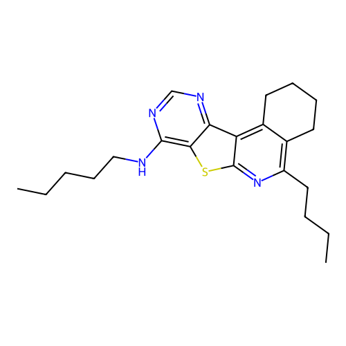 5-butyl-N-pentyl-1,2,3,4-tetrahydropyrimido[4',5':4,5]thieno[2,3-c]isoquinolin-8-amine structure