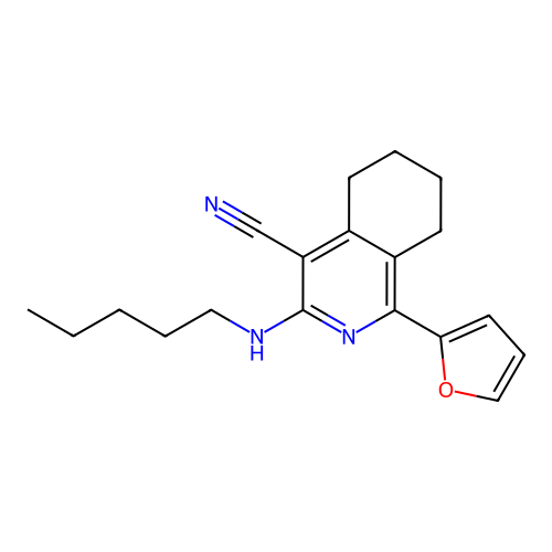1-(Furan-2-yl)-3-(pentylamino)-5,6,7,8-tetrahydroisoquinoline-4-carbonitrile structure
