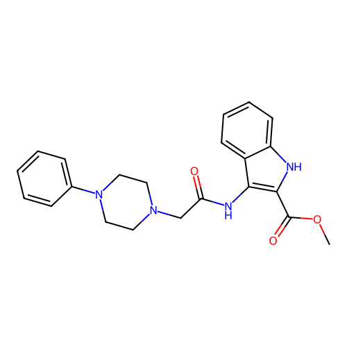 methyl 3-(2-(4-phenylpiperazin-1-yl)acetamido)-1H-indole-2-carboxylate structure