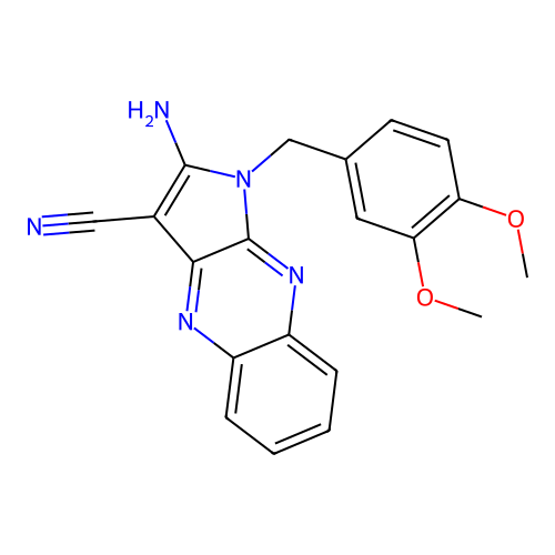 2-amino-1-(3,4-dimethoxybenzyl)-1H-pyrrolo[2,3-b]quinoxaline-3-carbonitrile structure
