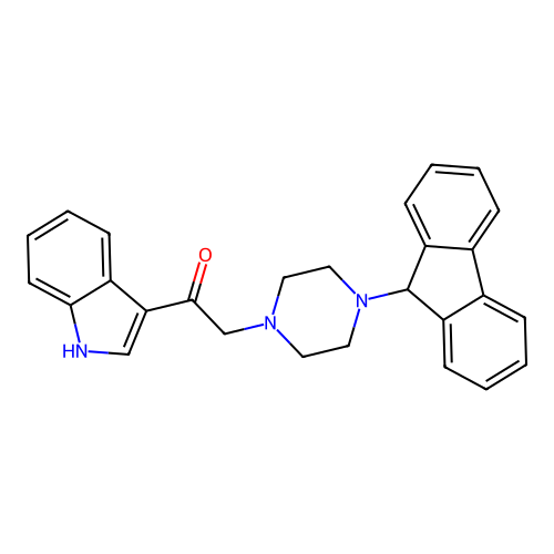 2-[4-(9H-fluoren-9-yl)piperazin-1-yl]-1-(1H-indol-3-yl)ethanone structure