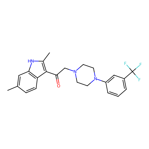 1-(2,6-dimethyl-1H-indol-3-yl)-2-[4-[3-(trifluoromethyl)phenyl]piperazin-1-yl]ethanone structure