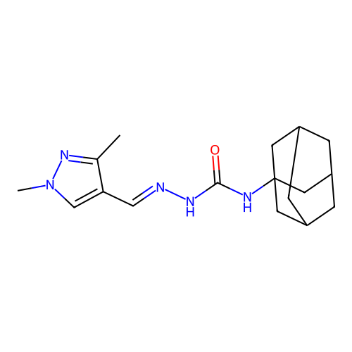N-[(1E)-2-(1,3-dimethylpyrazol-4-yl)-1-azavinyl](adamantanylamino)carboxamide structure