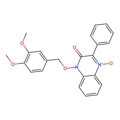 1-[(3,4-dimethoxybenzyl)oxy]-3-phenylquinoxalin-2(1H)-one 4-oxide structure