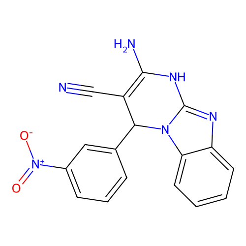 2-Amino-4-(3-nitrophenyl)-1,4-dihydropyrimido[1,2-a]benzimidazole-3-carbonitrile structure