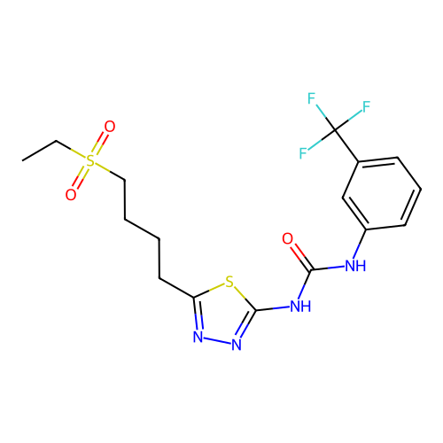 1-[5-(4-ethylsulfonylbutyl)-1,3,4-thiadiazol-2-yl]-3-[3-(trifluoromethyl)phenyl]urea structure