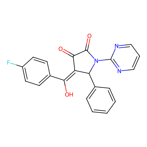 4-(4-fluorobenzoyl)-3-hydroxy-5-phenyl-1-(pyrimidin-2-yl)-1H-pyrrol-2(5H)-one structure