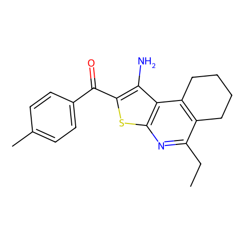 (1-amino-5-ethyl-6,7,8,9-tetrahydrothieno[2,3-c]isoquinolin-2-yl)(p-tolyl)methanone structure