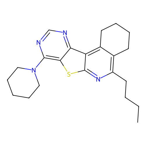 5-butyl-8-(piperidin-1-yl)-1,2,3,4-tetrahydropyrimido[4',5':4,5]thieno[2,3-c]isoquinoline structure