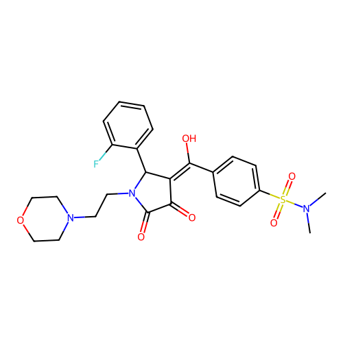 4-({2-(2-fluorophenyl)-4-hydroxy-1-[2-(morpholin-4-yl)ethyl]-5-oxo-2,5-dihydro-1H-pyrrol-3-yl}carbonyl)-N,N-dimethylbenzenesulfonamide structure