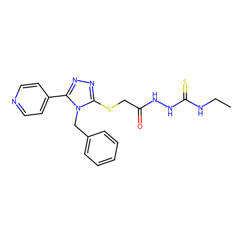 1-[[2-[(4-benzyl-5-pyridin-4-yl-1,2,4-triazol-3-yl)sulfanyl]acetyl]amino]-3-ethylthiourea structure