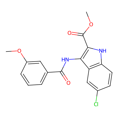 methyl 5-chloro-3-{[(3-methoxyphenyl)carbonyl]amino}-1H-indole-2-carboxylate structure