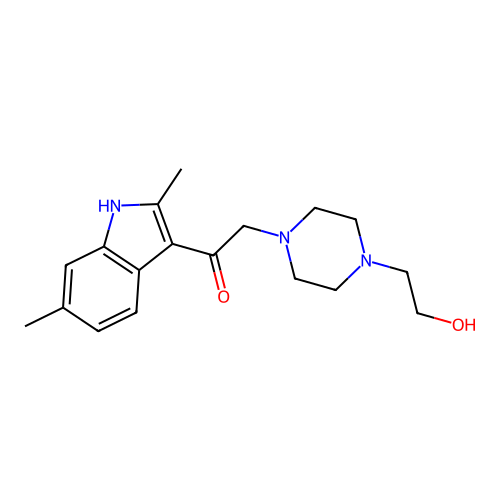 1-(2,6-dimethyl-1H-indol-3-yl)-2-[4-(2-hydroxyethyl)piperazin-1-yl]ethanone structure
