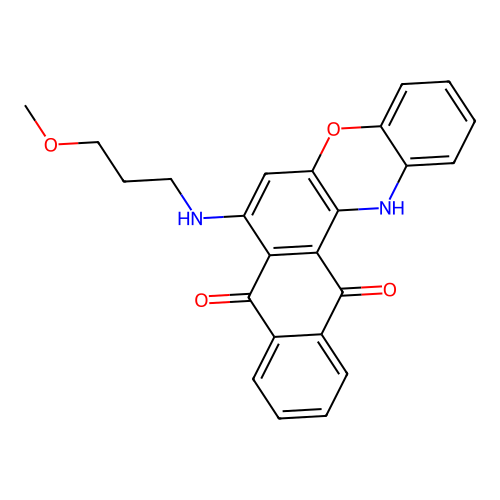 7-((3-methoxypropyl)amino)-8H-naphtho[2,3-a]phenoxazine-8,13(14H)-dione structure