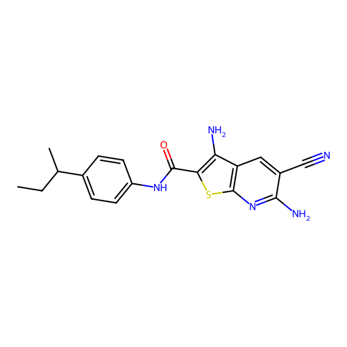 3,6-diamino-N-[4-(butan-2-yl)phenyl]-5-cyanothieno[2,3-b]pyridine-2-carboxamide structure