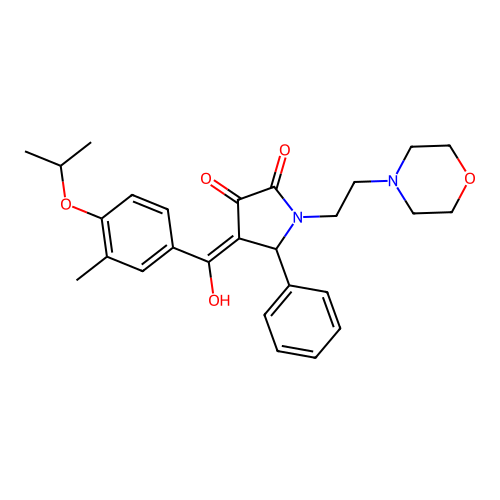(4E)-4-[hydroxy-(3-methyl-4-propan-2-yloxyphenyl)methylidene]-1-(2-morpholin-4-ylethyl)-5-phenylpyrrolidine-2,3-dione structure