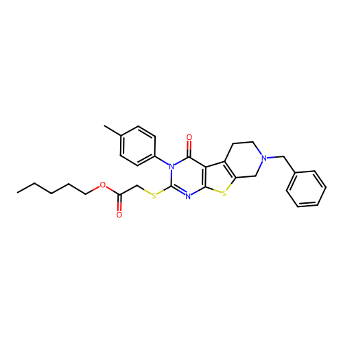pentyl {[7-benzyl-3-(4-methylphenyl)-4-oxo-3,4,5,6,7,8-hexahydropyrido[4',3':4,5]thieno[2,3-d]pyrimidin-2-yl]sulfanyl}acetate structure
